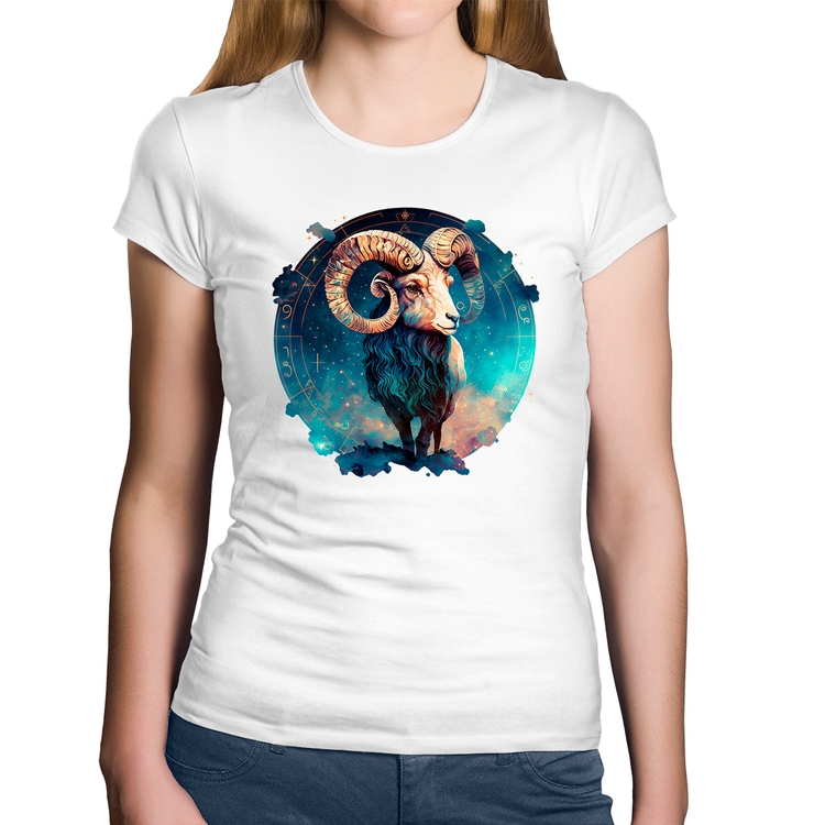 Baby Look Algodão Áries Sígno - Branca