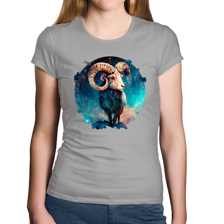 Baby Look Algodão Áries Sígno - Cinza