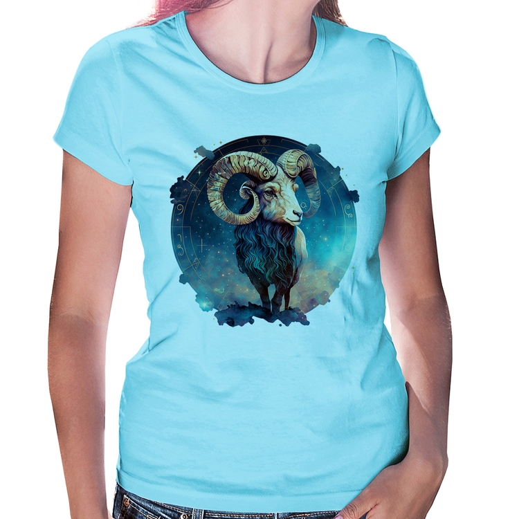 Baby Look Áries Sígno - Azul Bebê