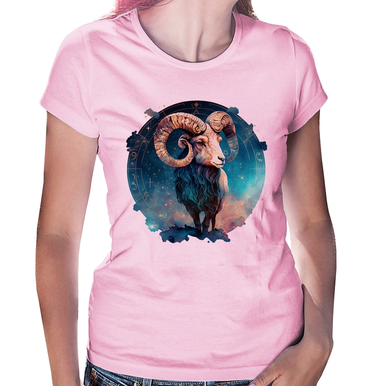 Baby Look Áries Sígno - Rosa Bebê