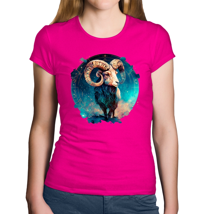 Baby Look Algodão Áries Sígno - Rosa