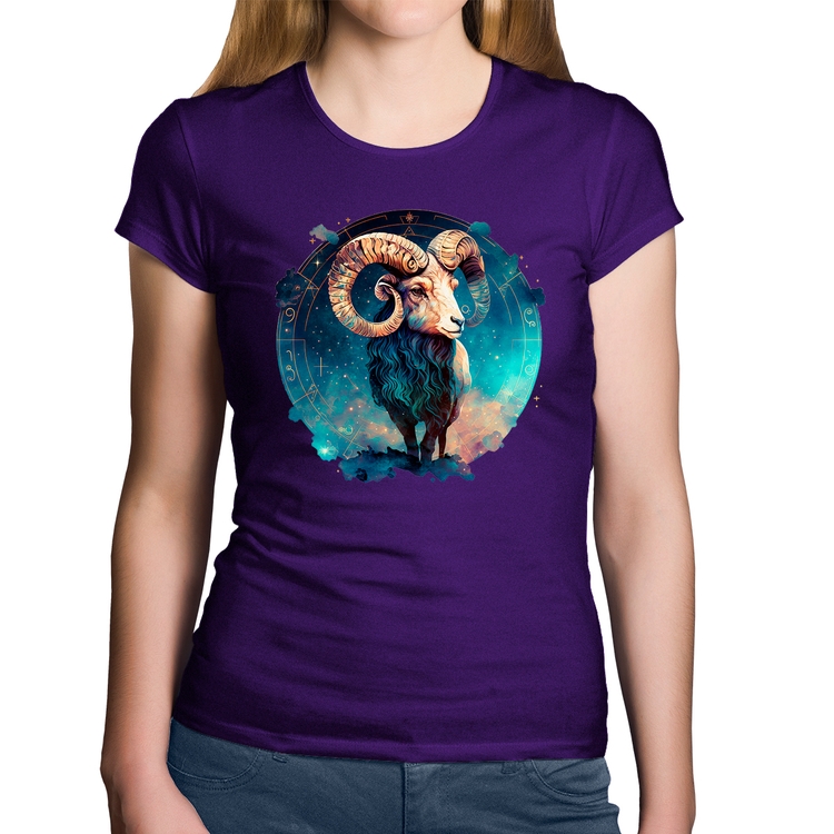 Baby Look Algodão Áries Sígno - Roxa