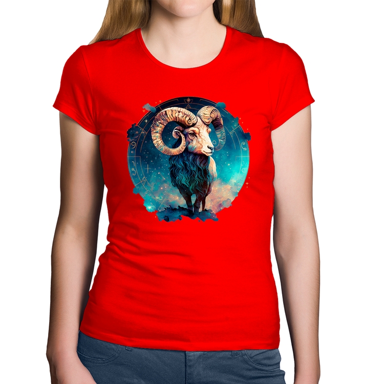 Baby Look Algodão Áries Sígno - Vermelha