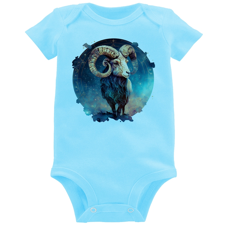 Body Bebê Áries Sígno - Azul Bebê