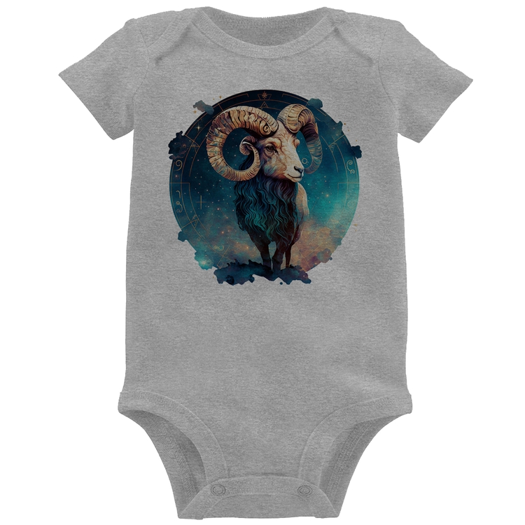 Body Bebê Áries Sígno - Cinza