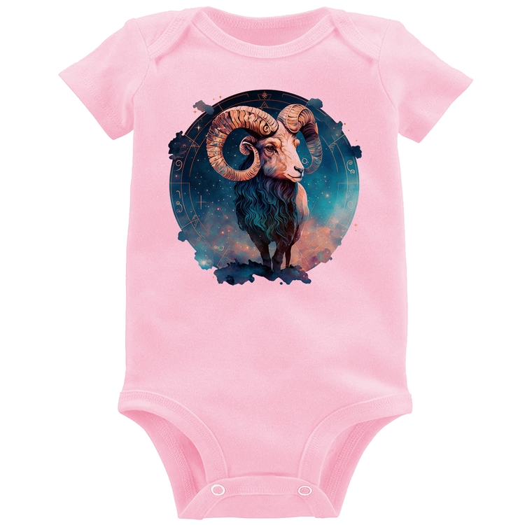 Body Bebê Áries Sígno - Rosa Bebê