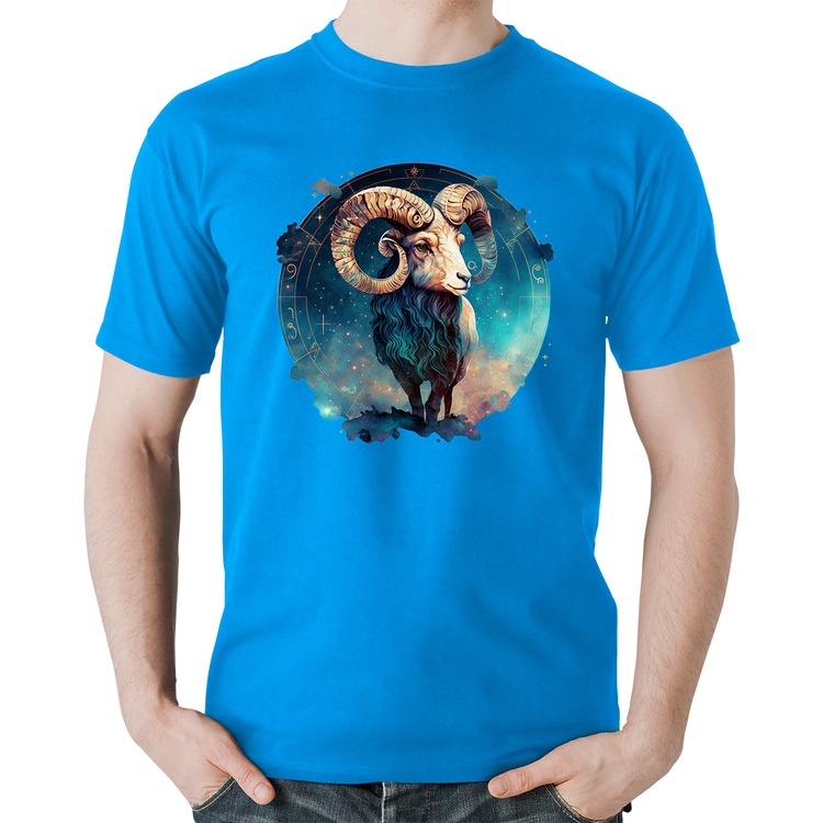 Camiseta Algodão Áries Sígno - Azul