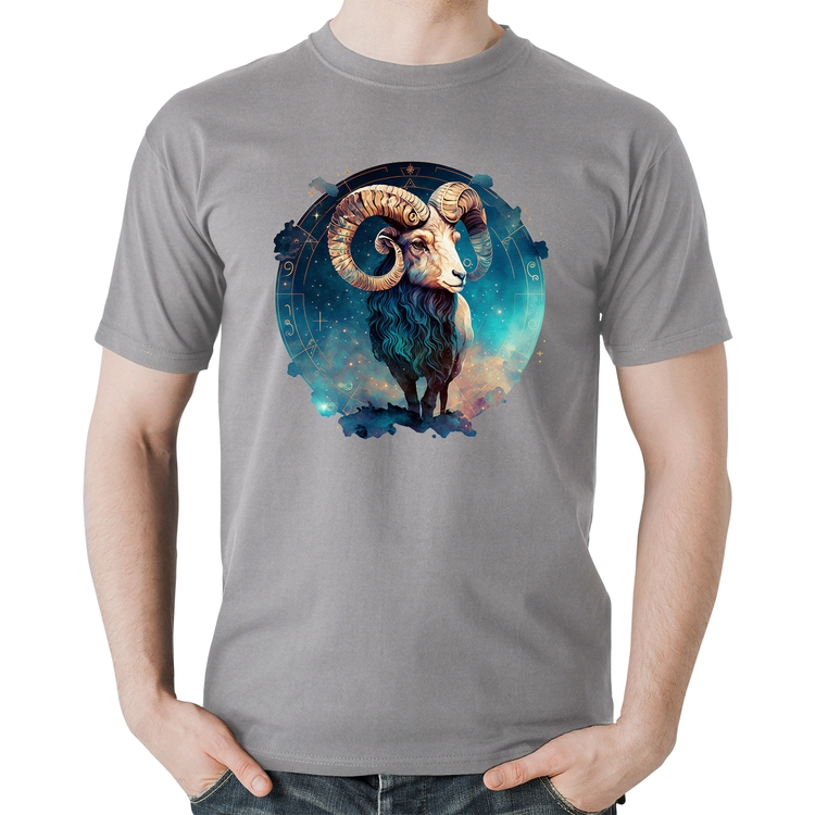 Camiseta Algodão Áries Sígno - Cinza