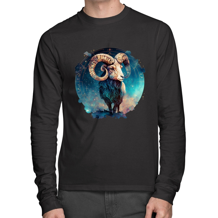 Camiseta Algodão Áries Sígno Manga Longa