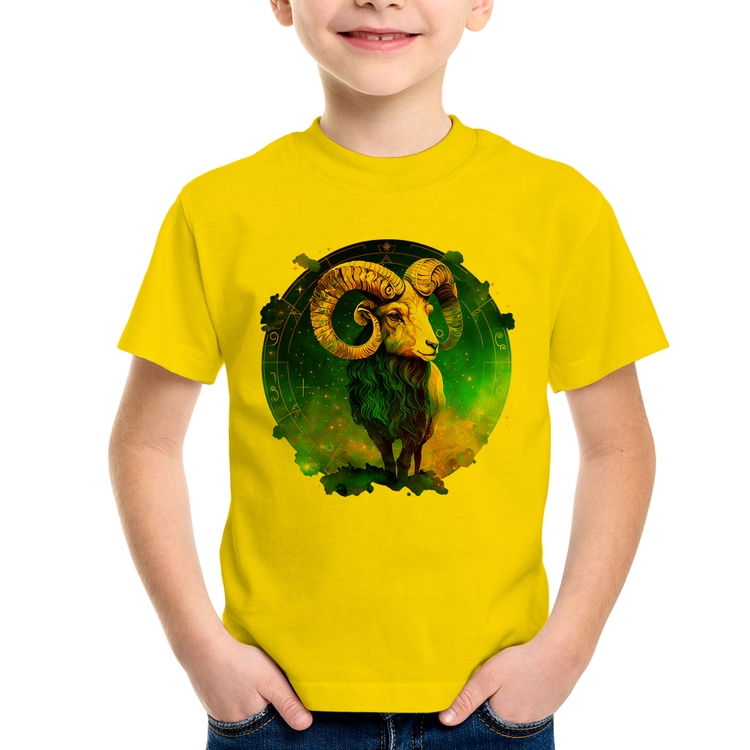 Camiseta Infantil Áries Sígno - Amarela