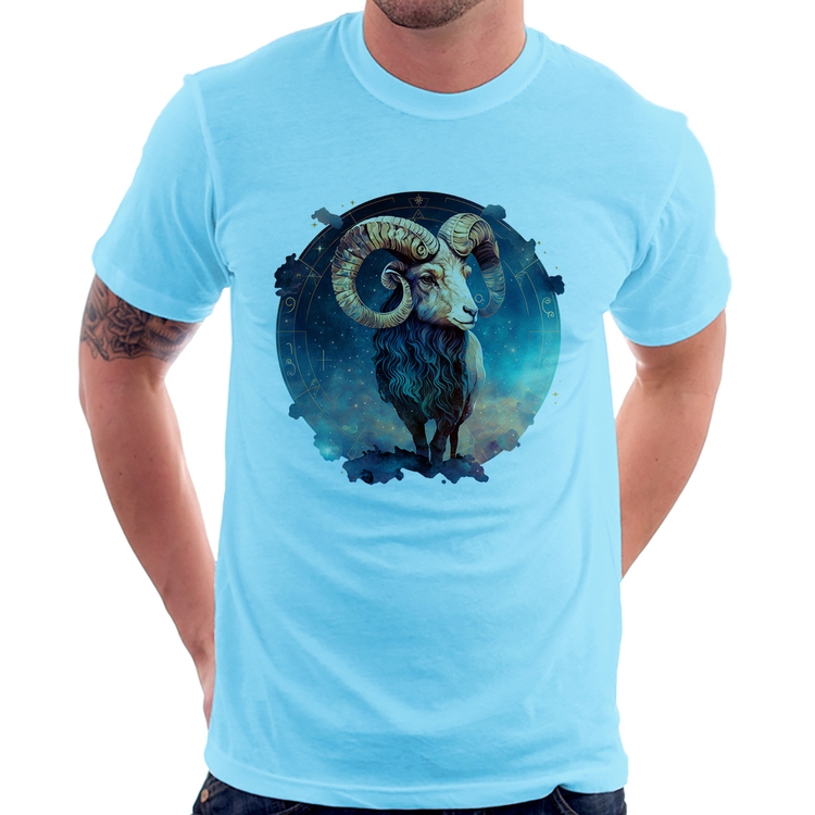 Camiseta Áries Sígno - Azul Bebê