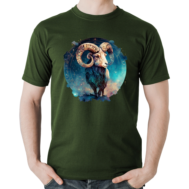 Camiseta Algodão Áries Sígno - Musgo
