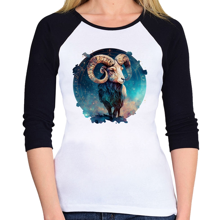 Baby Look Raglan Áries Sígno Manga 3/4