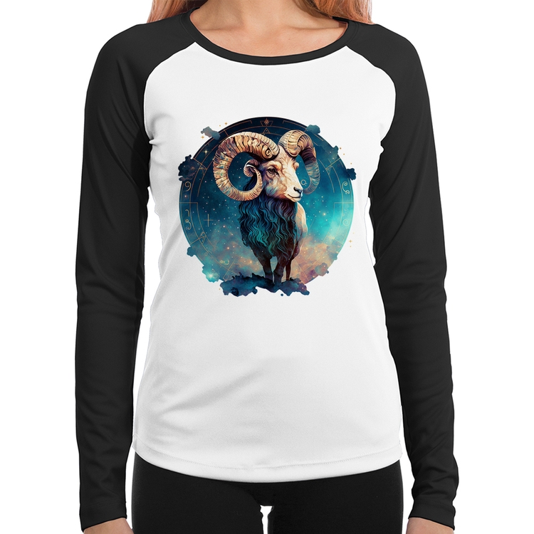 Baby Look Raglan Áries Sígno Manga Longa
