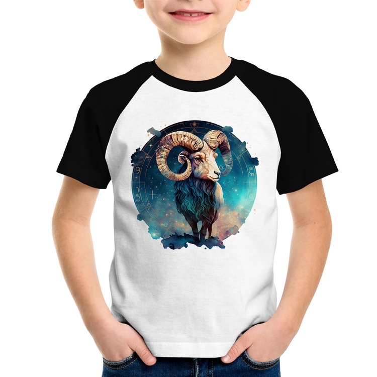 Camiseta Raglan Infantil Áries Sígno
