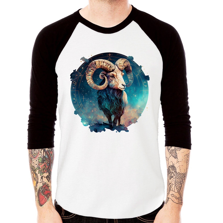 Camiseta Raglan Áries Sígno Manga 3/4