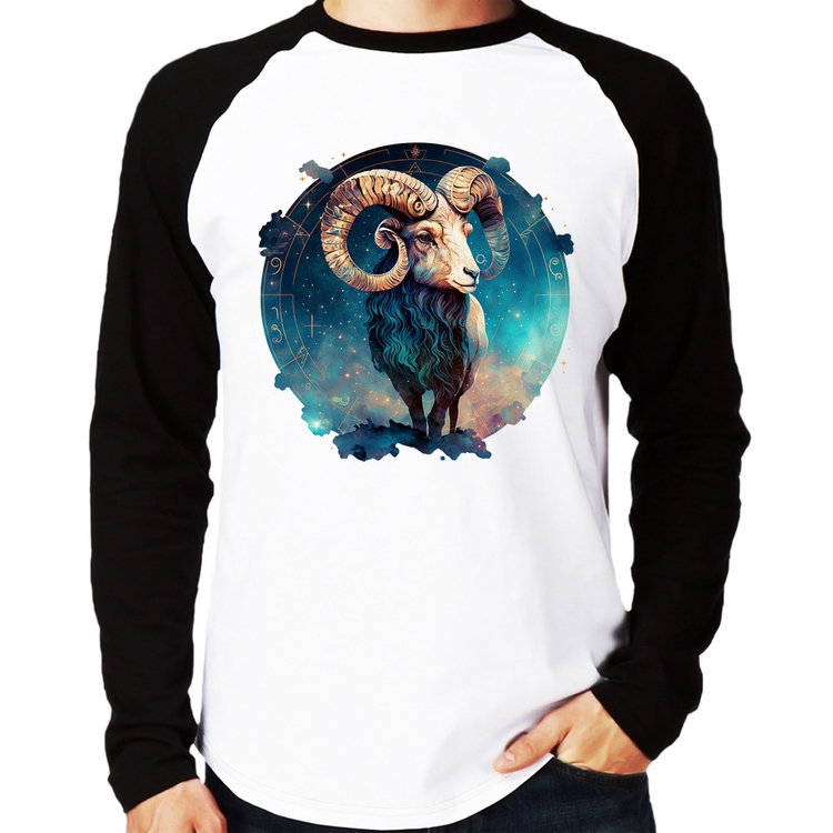 Camiseta Raglan Áries Sígno Manga Longa