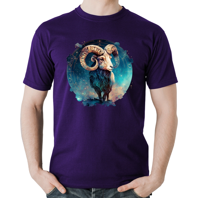 Camiseta Algodão Áries Sígno - Roxa