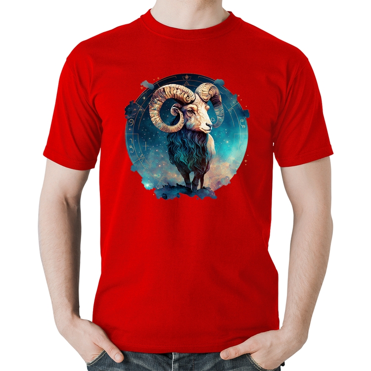 Camiseta Algodão Áries Sígno - Vermelha