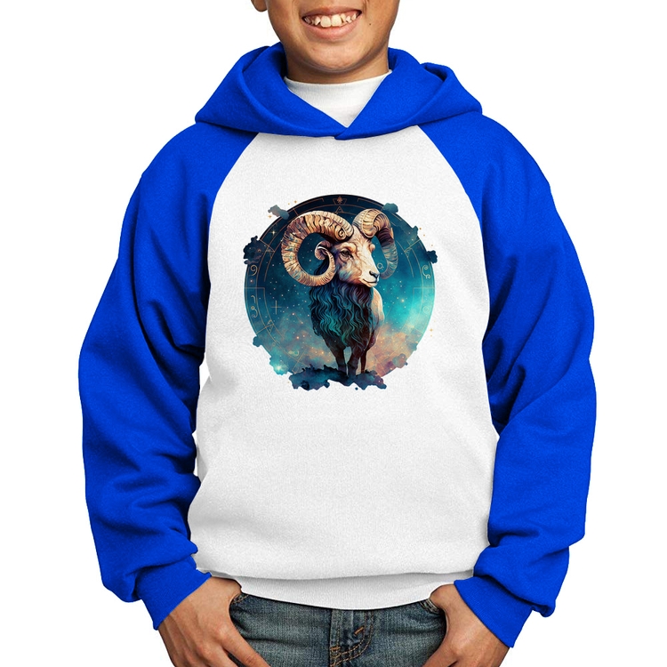 Moletom Infantil Áries Sígno - Branco/Azul