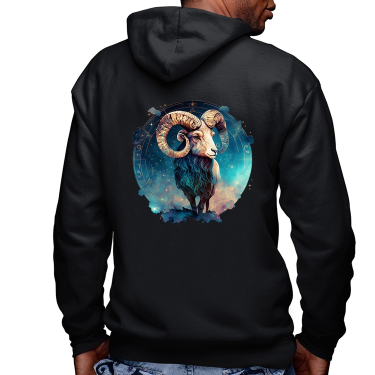 Blusa Moletom Áries Sígno Masculina com Capuz e Zíper