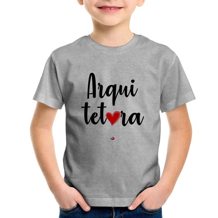 Camiseta Infantil Arquitetura por amor - Cinza