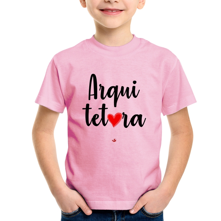 Camiseta Infantil Arquitetura por amor - Rosa Bebê