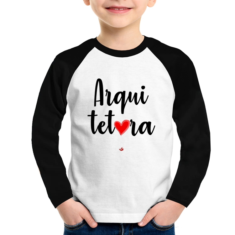 Camiseta Raglan Infantil Arquitetura por amor Manga Longa