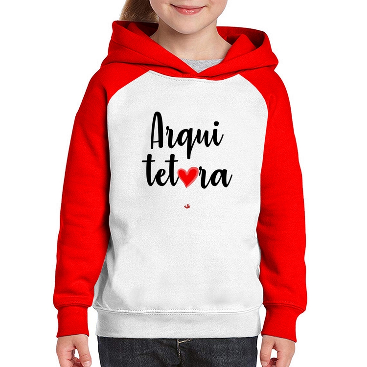 Moletom Infantil Arquitetura por amor - Branco/Vermelho