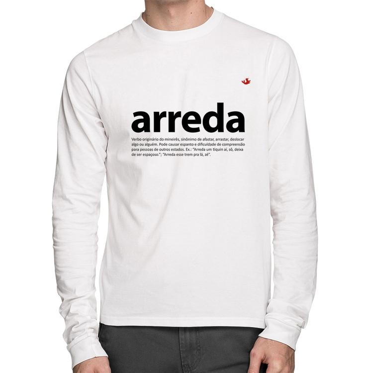 Camiseta Algodão arreda Manga Longa - Branca