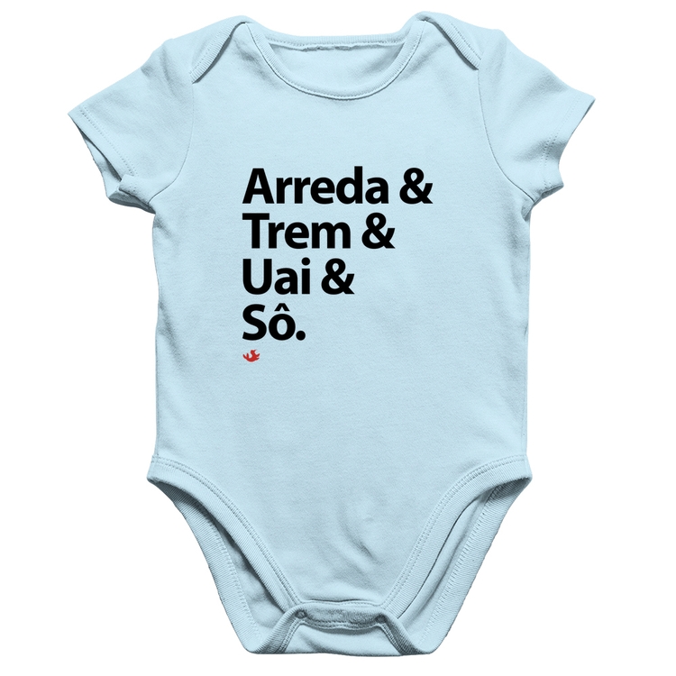 Body Bebê Algodão Arreda & Trem & Uai & Sô - Azul Bebê