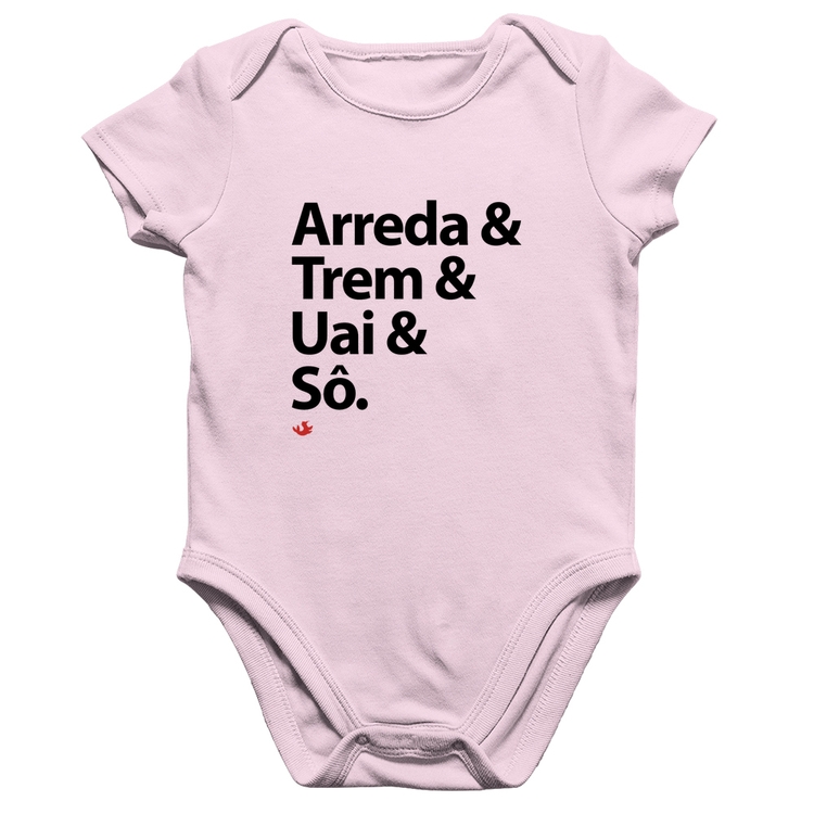 Body Bebê Algodão Arreda & Trem & Uai & Sô - Rosa Bebê