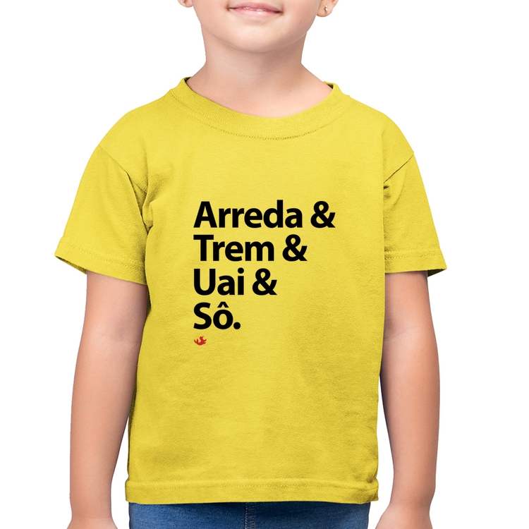 Camiseta Algodão Infantil Arreda & Trem & Uai & Sô - Amarelo Canário