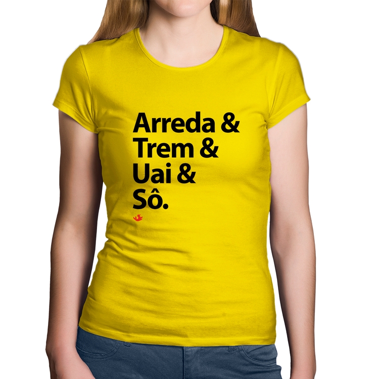 Baby Look Algodão Arreda & Trem & Uai & Sô - Amarela