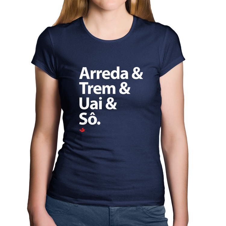 Baby Look Algodão Arreda & Trem & Uai & Sô - Marinho