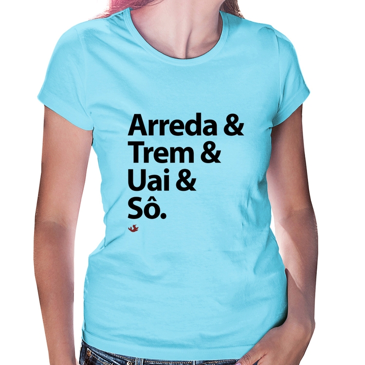 Baby Look Arreda & Trem & Uai & Sô - Azul Bebê