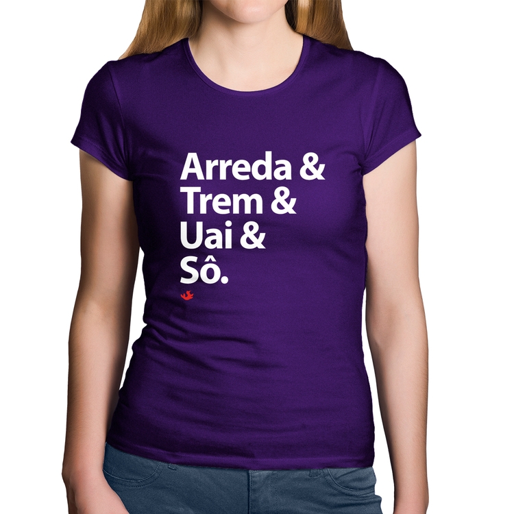 Baby Look Algodão Arreda & Trem & Uai & Sô - Roxa