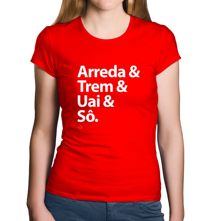 Baby Look Algodão Arreda & Trem & Uai & Sô - Vermelha