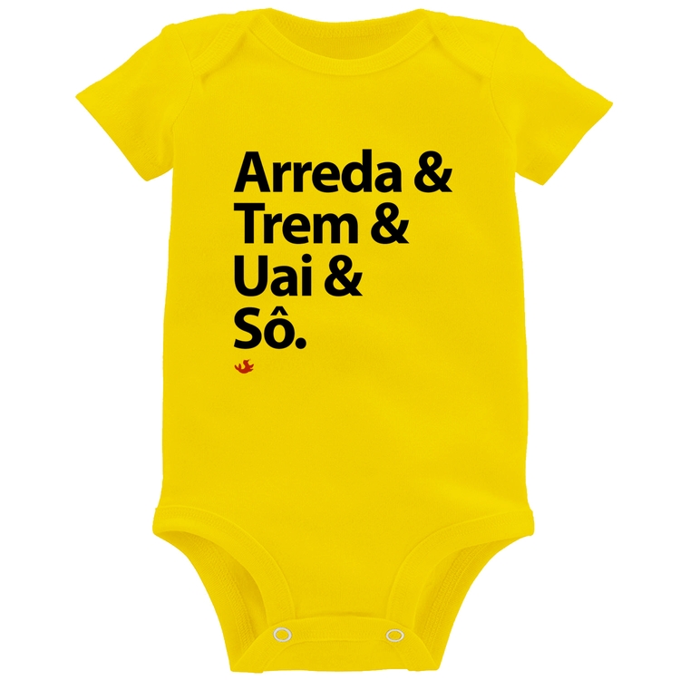 Body Bebê Arreda & Trem & Uai & Sô - Amarelo