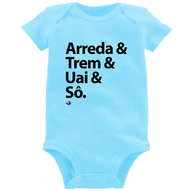 Body Bebê Arreda & Trem & Uai & Sô - Azul Bebê