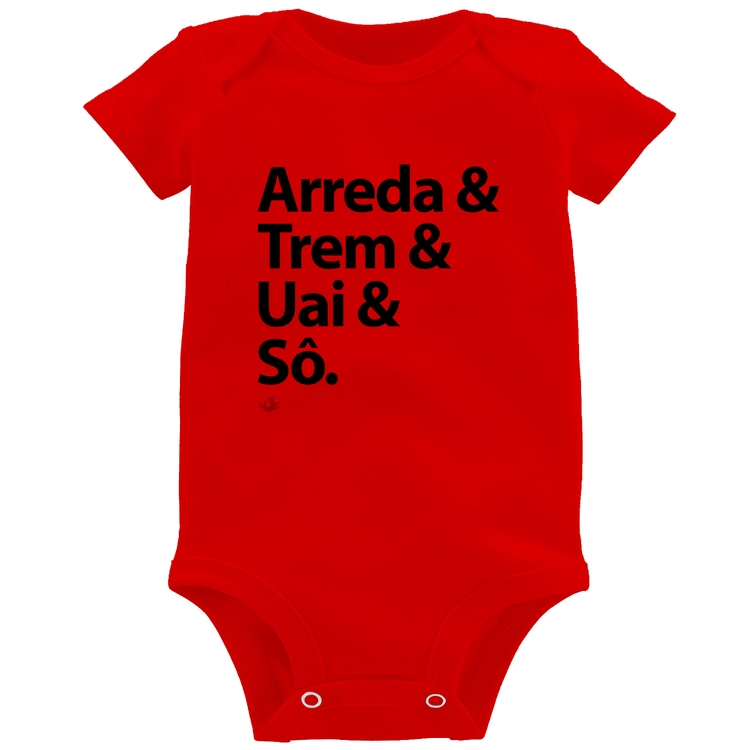 Body Bebê Arreda & Trem & Uai & Sô - Vermelho