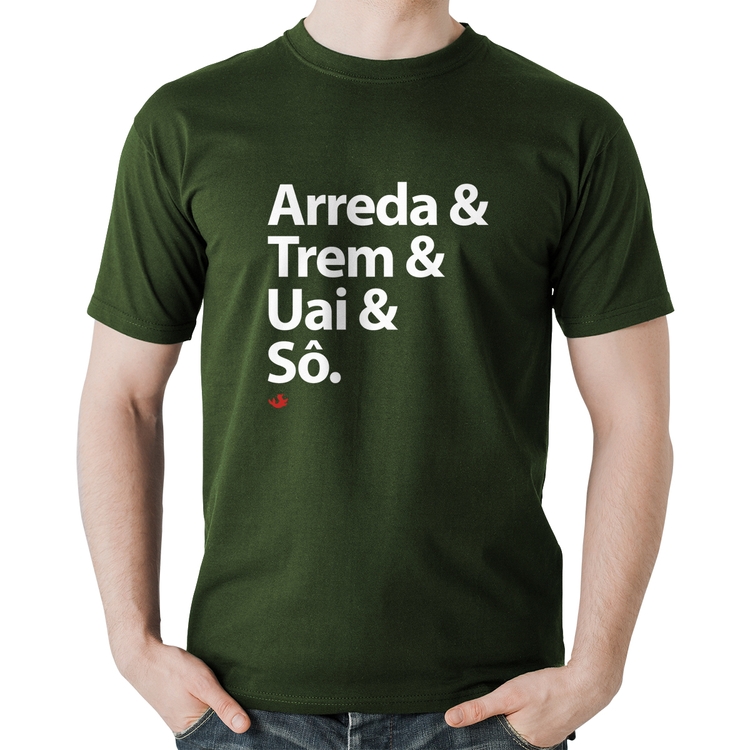Camiseta Algodão Arreda & Trem & Uai & Sô - Musgo