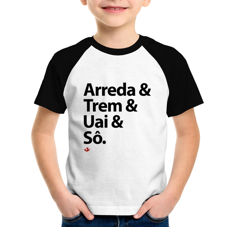 Camiseta Raglan Infantil Arreda & Trem & Uai & Sô