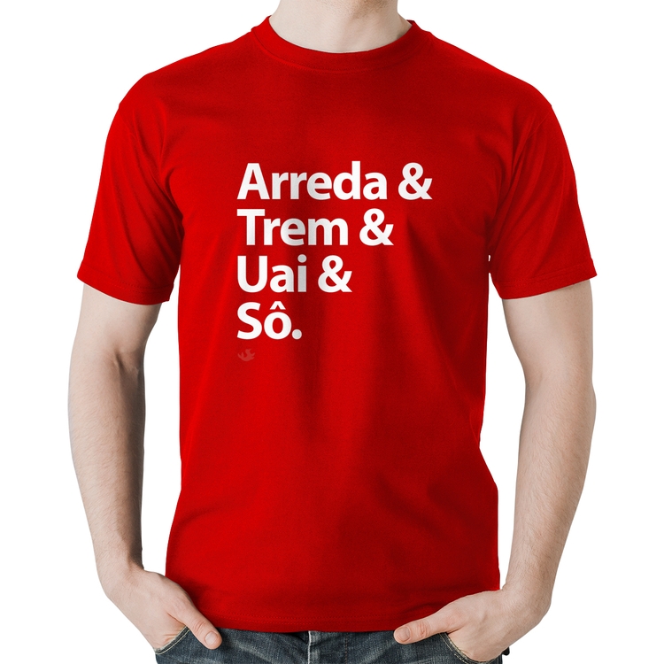 Camiseta Algodão Arreda & Trem & Uai & Sô - Vermelha
