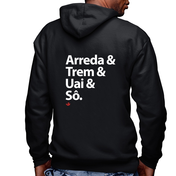 Blusa Moletom Arreda & Trem & Uai & Sô Masculina com Capuz e Zíper