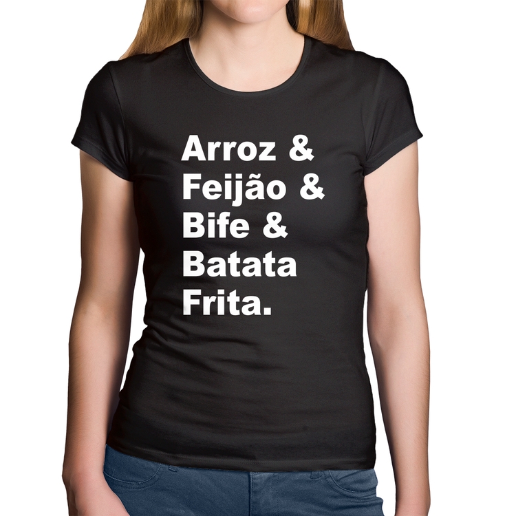 Baby Look Algodão Arroz & Feijão & Bife & Batata Frita