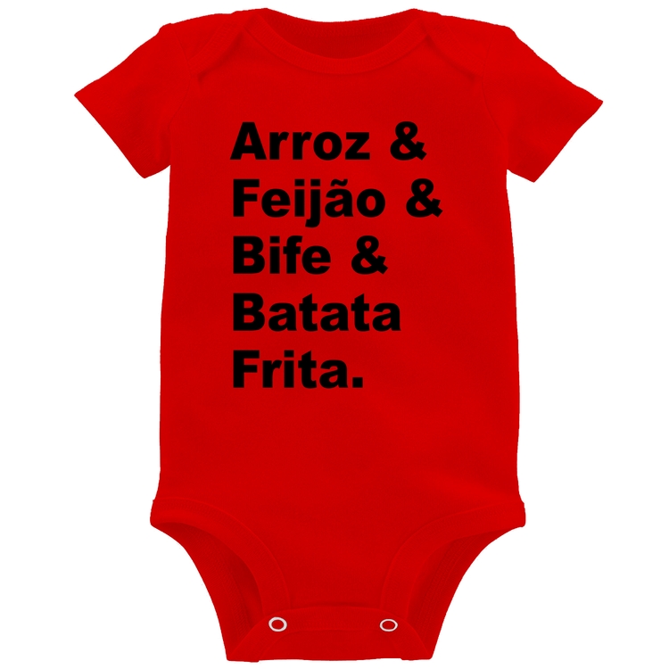 Body Bebê Arroz & Feijão & Bife & Batata Frita - Vermelho