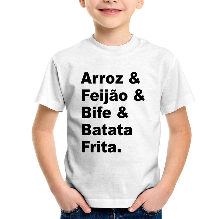 Camiseta Infantil Arroz & Feijão & Bife & Batata Frita
