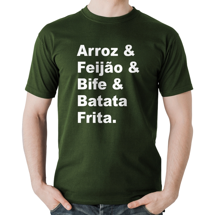 Camiseta Algodão Arroz & Feijão & Bife & Batata Frita - Musgo