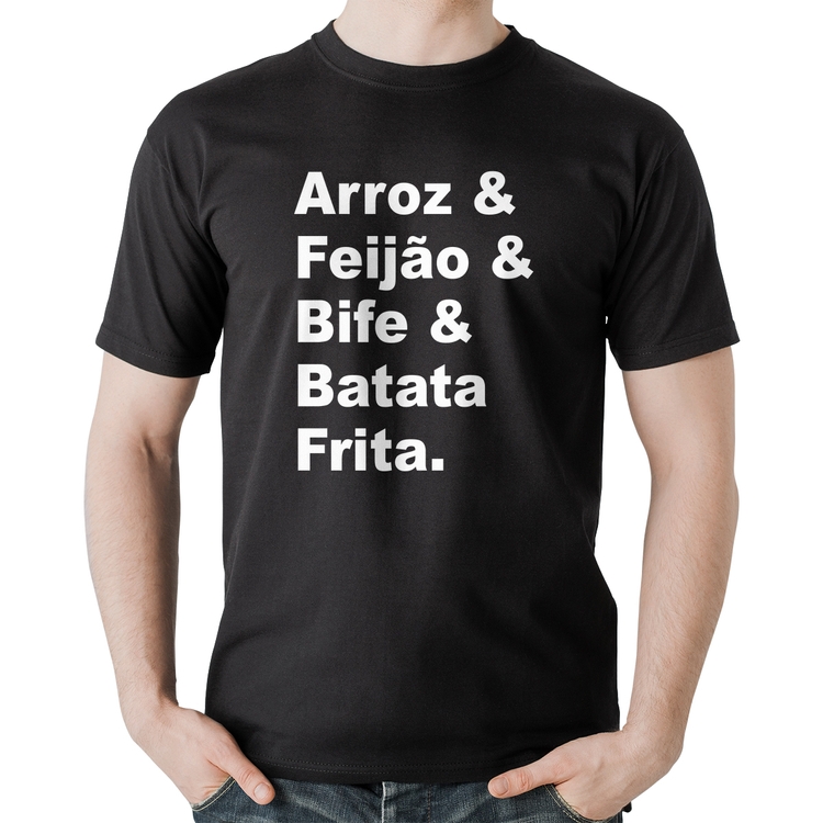 Camiseta Algodão Arroz & Feijão & Bife & Batata Frita